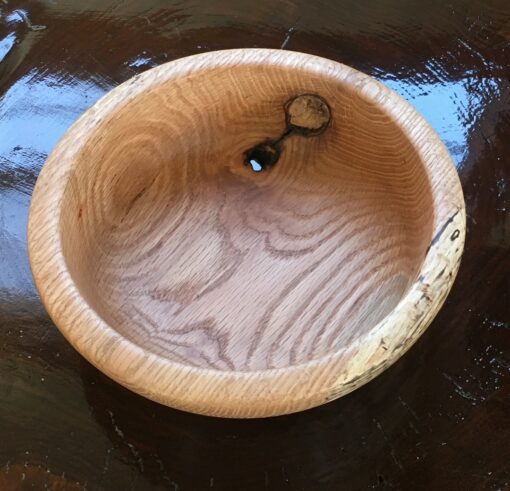 oak bowl with hole